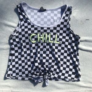 “Chill” Checkerboard Cropped Tank